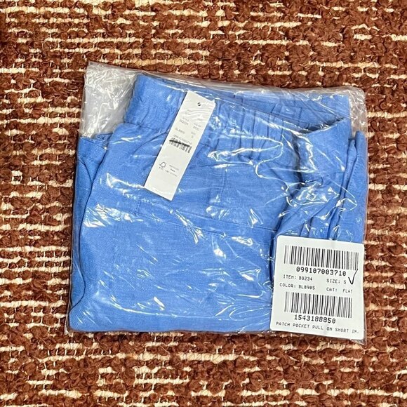 J. Crew Patch pocket pull on short in Chelsea linen cupro blend BQ234 Blue S - Picture 2 of 3